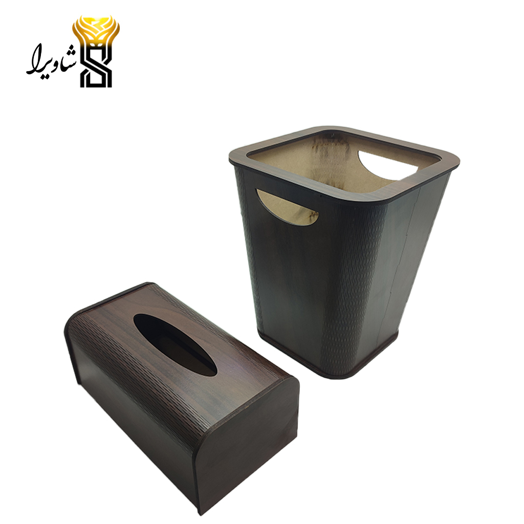 ست سطل و جا دستمال کاغذی تیره