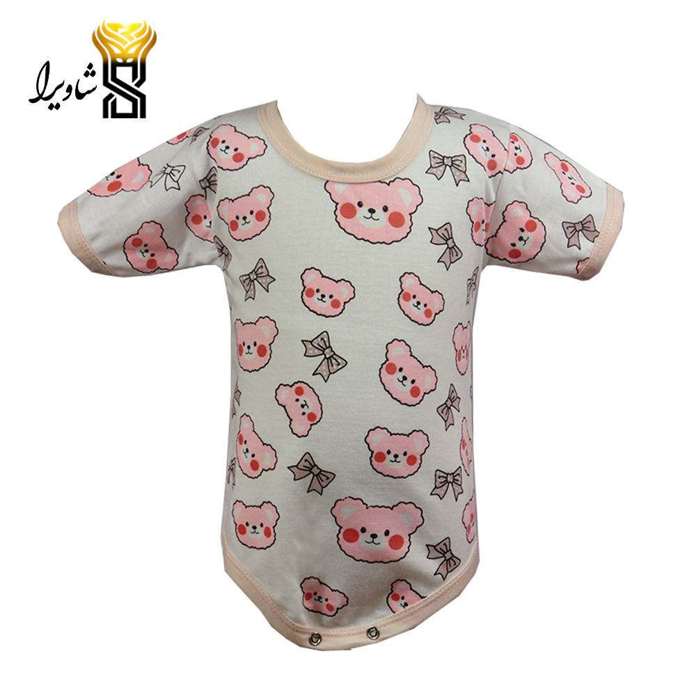 بلوز آستین کوتاه زیر دکمه ای مدل خرسی ۱۰۰٪ پنبه سایز یک