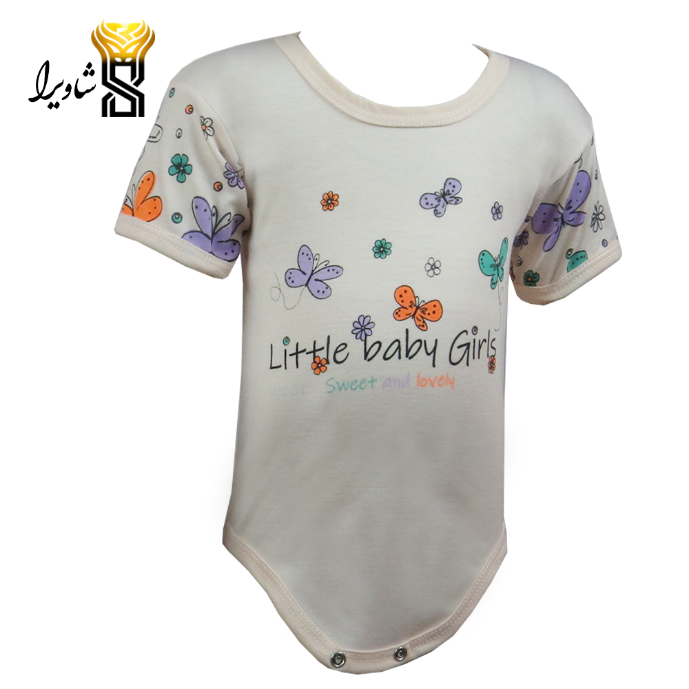 بلوز آستین کوتاه زیر دکمه مدل پروانه ای ۱۰۰٪ پنبه سایز یک