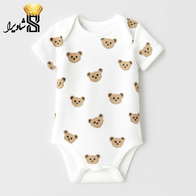 بلوز آستین کوتاه زیر دکمه مدل صد خرس ۱۰۰٪ پنبه سایز یک