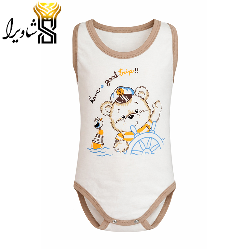 رکابی زیر دکمه نوزادی مدل خرس ناخدا ۱۰۰ درصد پنبه سایز یک