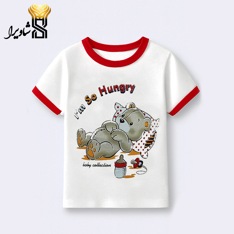 بلوز آستین کوتاه مدل  خرس خوابالو۱۰۰٪ پنبه سایز یک